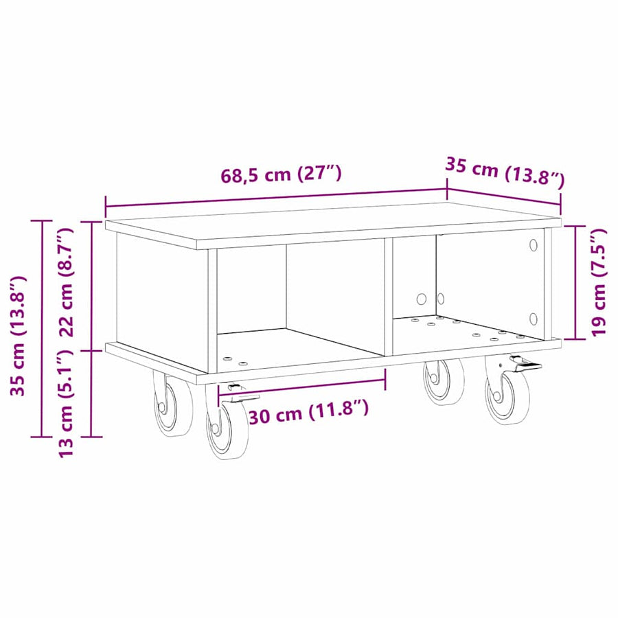TV-standaard Wit 68,5 x 35 x 35 cm Bewerkt hout
