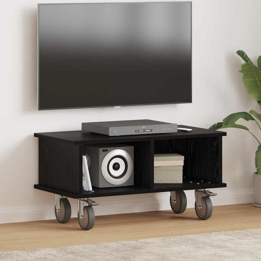TV-standaard Zwart Eiken 68,5 x 35 x 35 cm Bewerkt hout