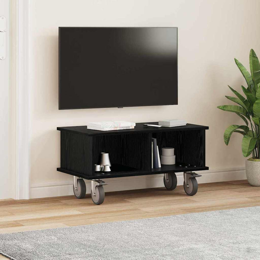 TV-standaard Zwart Eiken 68,5 x 35 x 35 cm Bewerkt hout