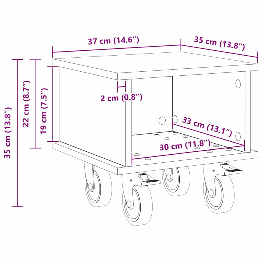 TV-standaard Oudhout 37 x 35 x 35 cm Bewerkt hout