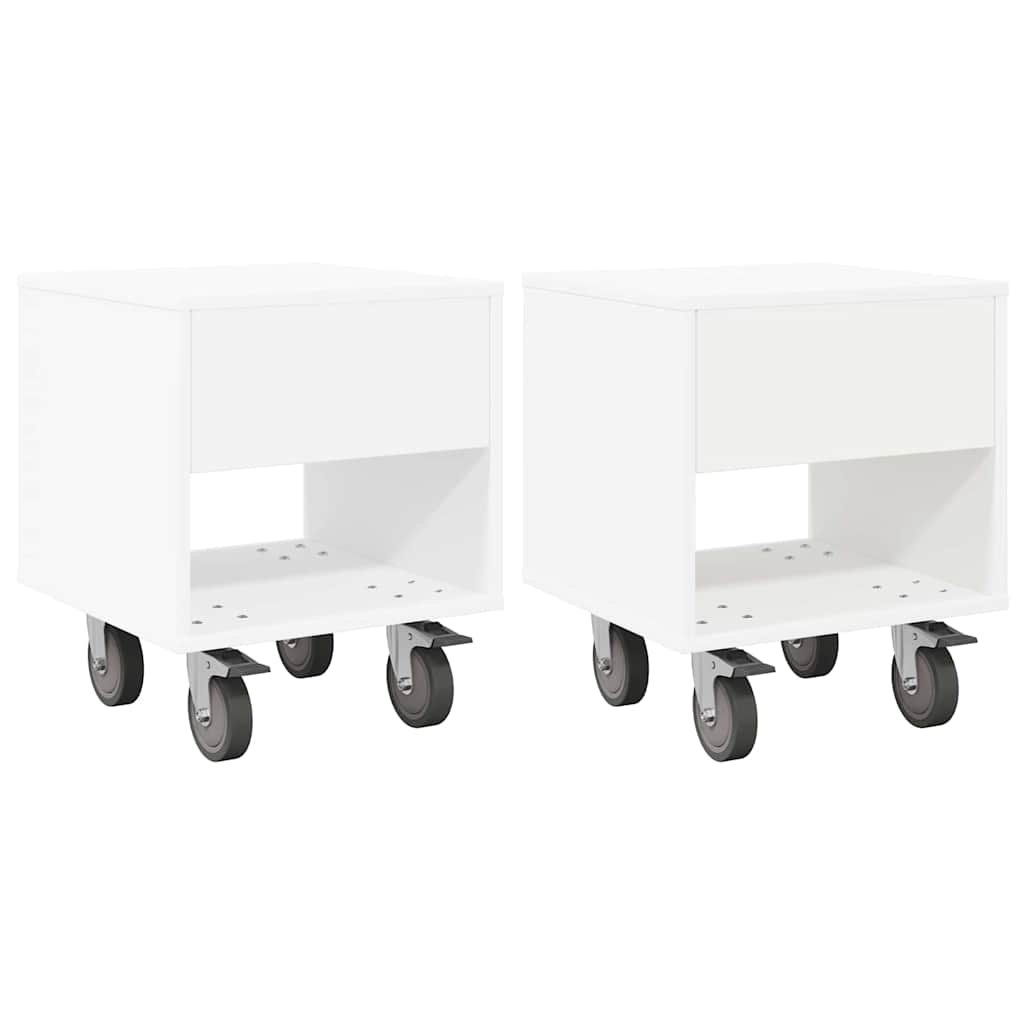 Nachtkastje 2 pcs Wit 40,5 x 40 x 48 cm Bewerkt hout