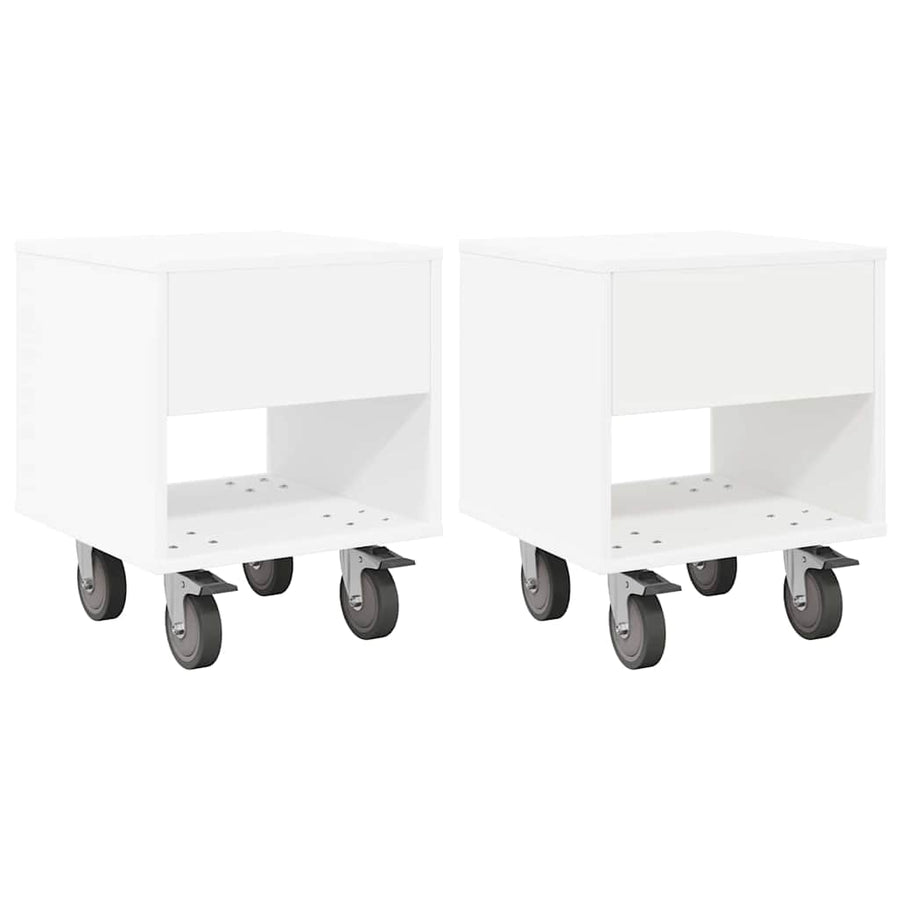 Nachtkastje 2 pcs Wit 40,5 x 40 x 48 cm Bewerkt hout