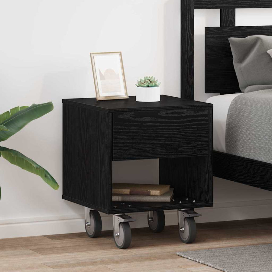 Nachtkastje 2 pcs Zwart Eiken 40,5 x 40 x 48 cm Bewerkt hout