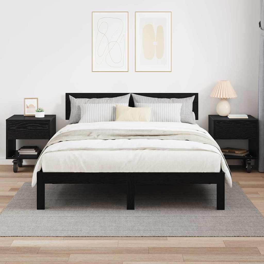 Nachtkastje 2 pcs Zwart Eiken 40,5 x 40 x 48 cm Bewerkt hout