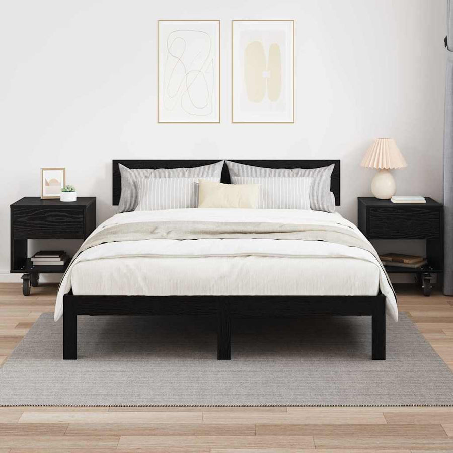 Nachtkastje 2 pcs Zwart Eiken 40,5 x 40 x 48 cm Bewerkt hout