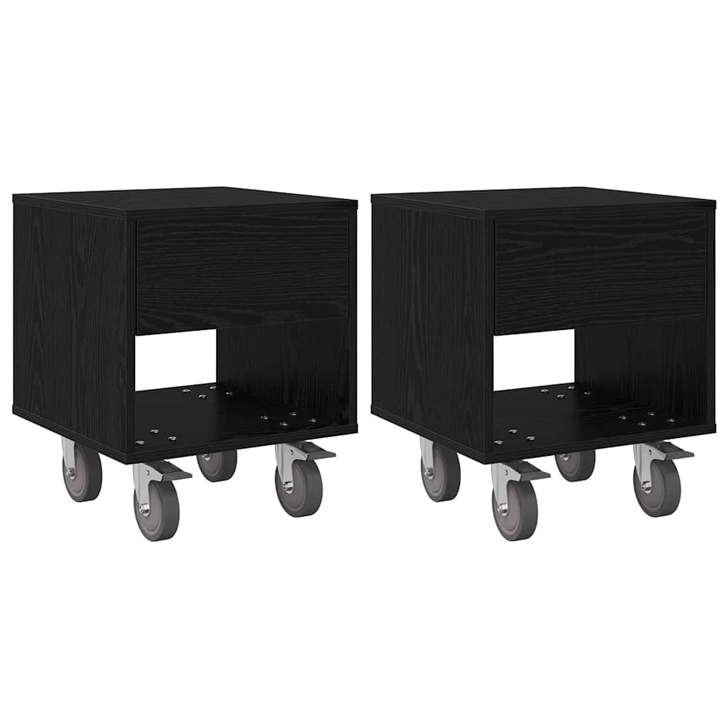 Nachtkastje 2 pcs Zwart Eiken 40,5 x 40 x 48 cm Bewerkt hout