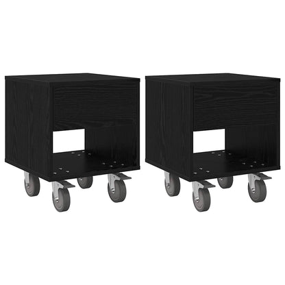 Nachtkastje 2 pcs Zwart Eiken 40,5 x 40 x 48 cm Bewerkt hout