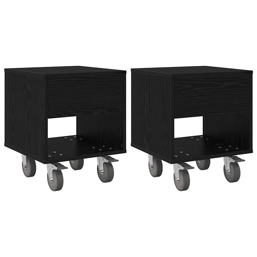 Nachtkastje 2 pcs Zwart Eiken 40,5 x 40 x 48 cm Bewerkt hout