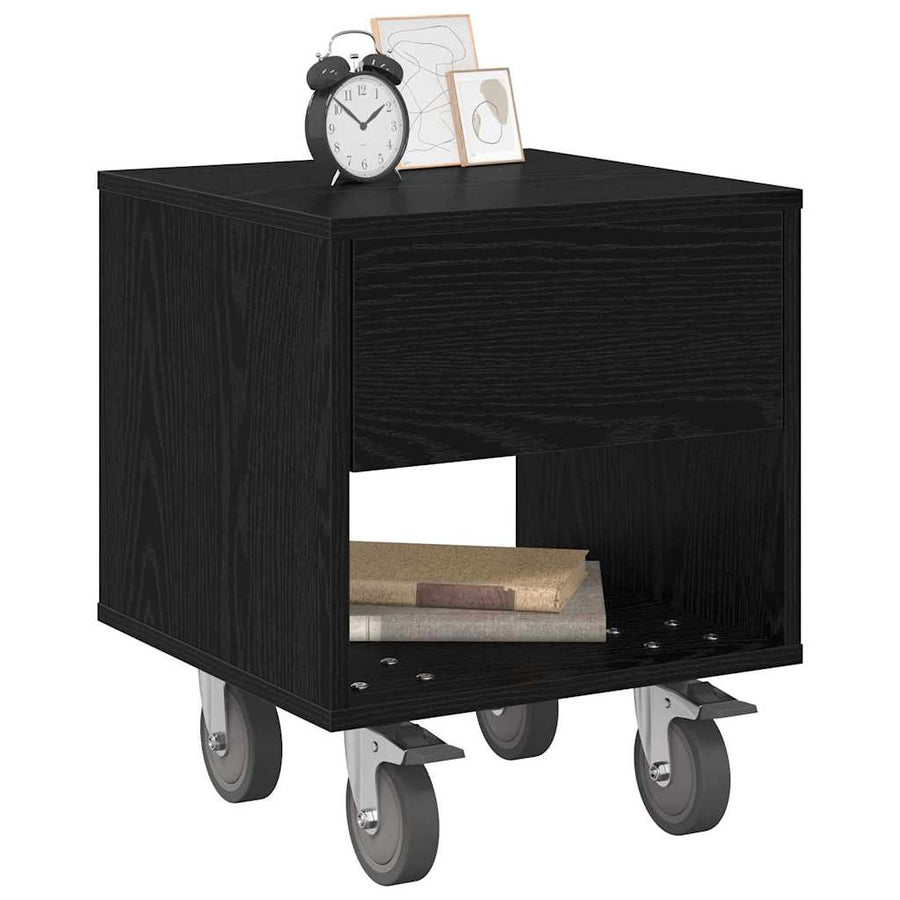 Nachtkastje 2 pcs Zwart Eiken 40,5 x 40 x 48 cm Bewerkt hout