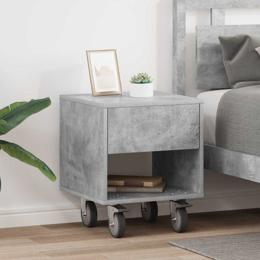 Nachtkastje 2 pcs Beton Grijs 40,5 x 40 x 48 cm Bewerkt hout