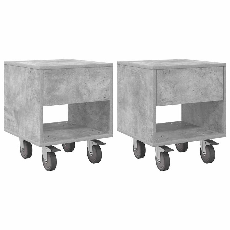 Nachtkastje 2 pcs Beton Grijs 40,5 x 40 x 48 cm Bewerkt hout
