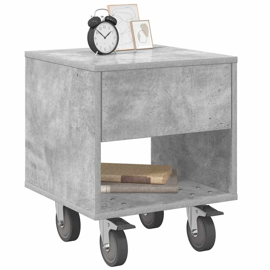Nachtkastje 2 pcs Beton Grijs 40,5 x 40 x 48 cm Bewerkt hout
