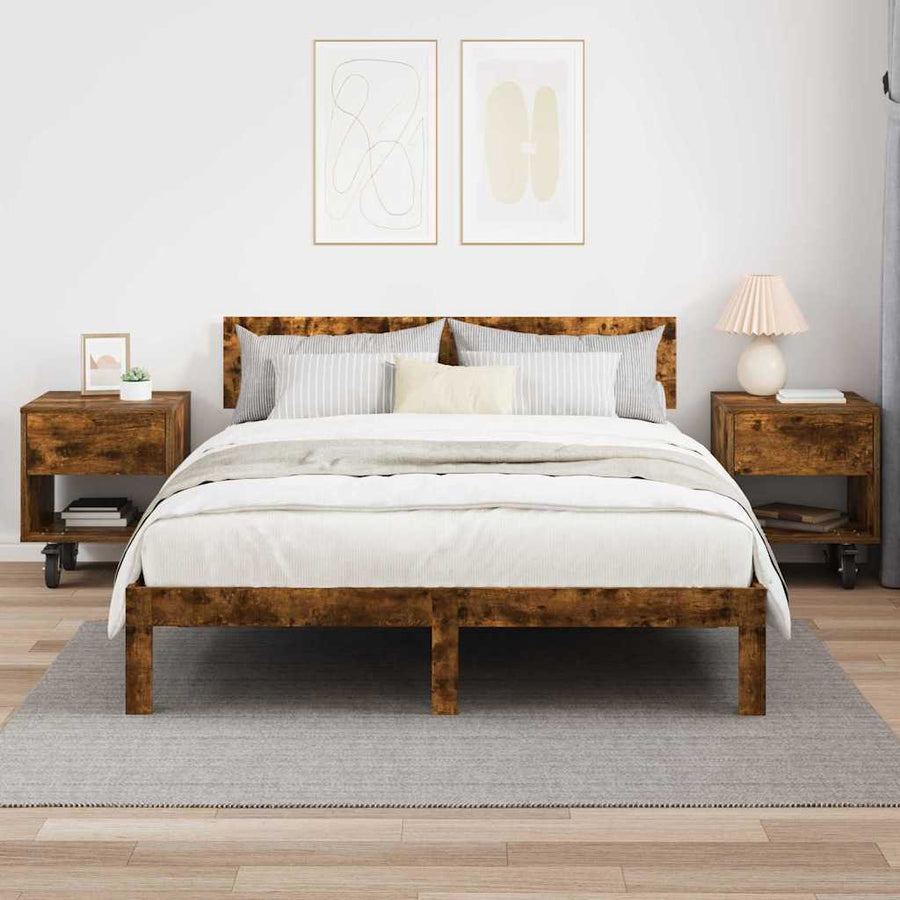 Nachtkastje 2 pcs Gerookt eiken 40,5 x 40 x 48 cm Bewerkt hout