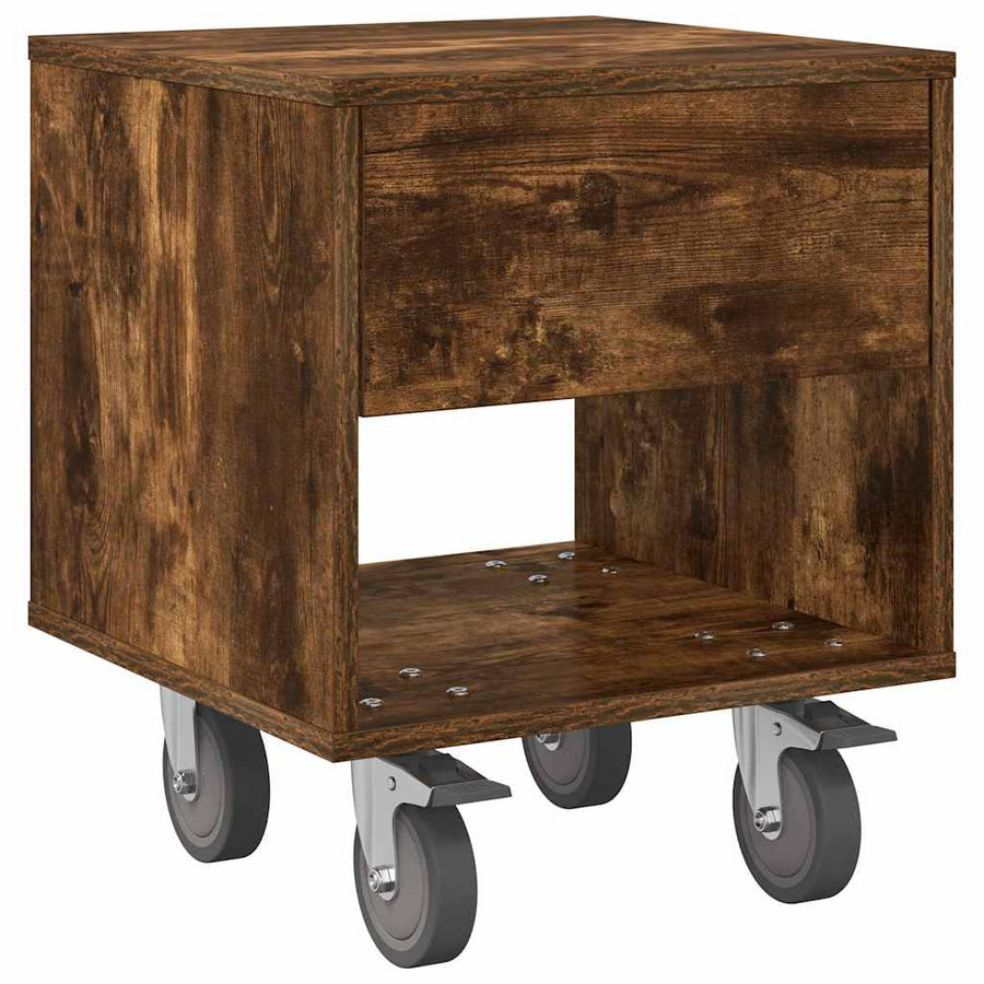 Nachtkastje 2 pcs Gerookt eiken 40,5 x 40 x 48 cm Bewerkt hout