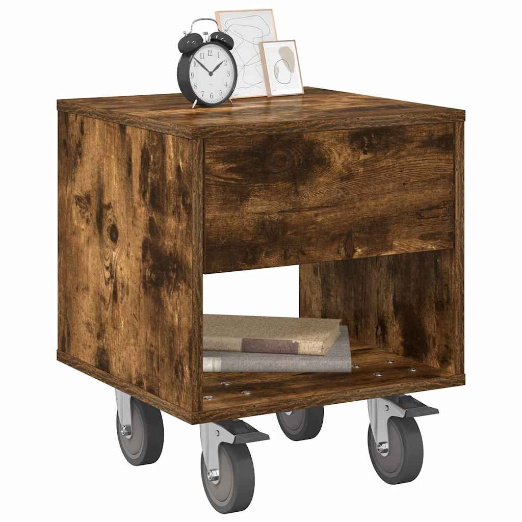 Nachtkastje 2 pcs Gerookt eiken 40,5 x 40 x 48 cm Bewerkt hout