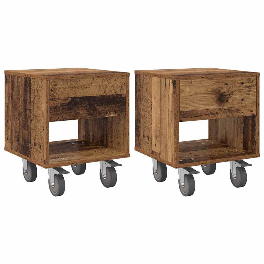 Nachtkastje 2 pcs Oudhout 40,5 x 40 x 48 cm Bewerkt hout