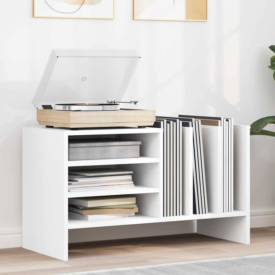 Platenkast met plank Wit 78.5 x 35 x 45 cm Bewerkt hout