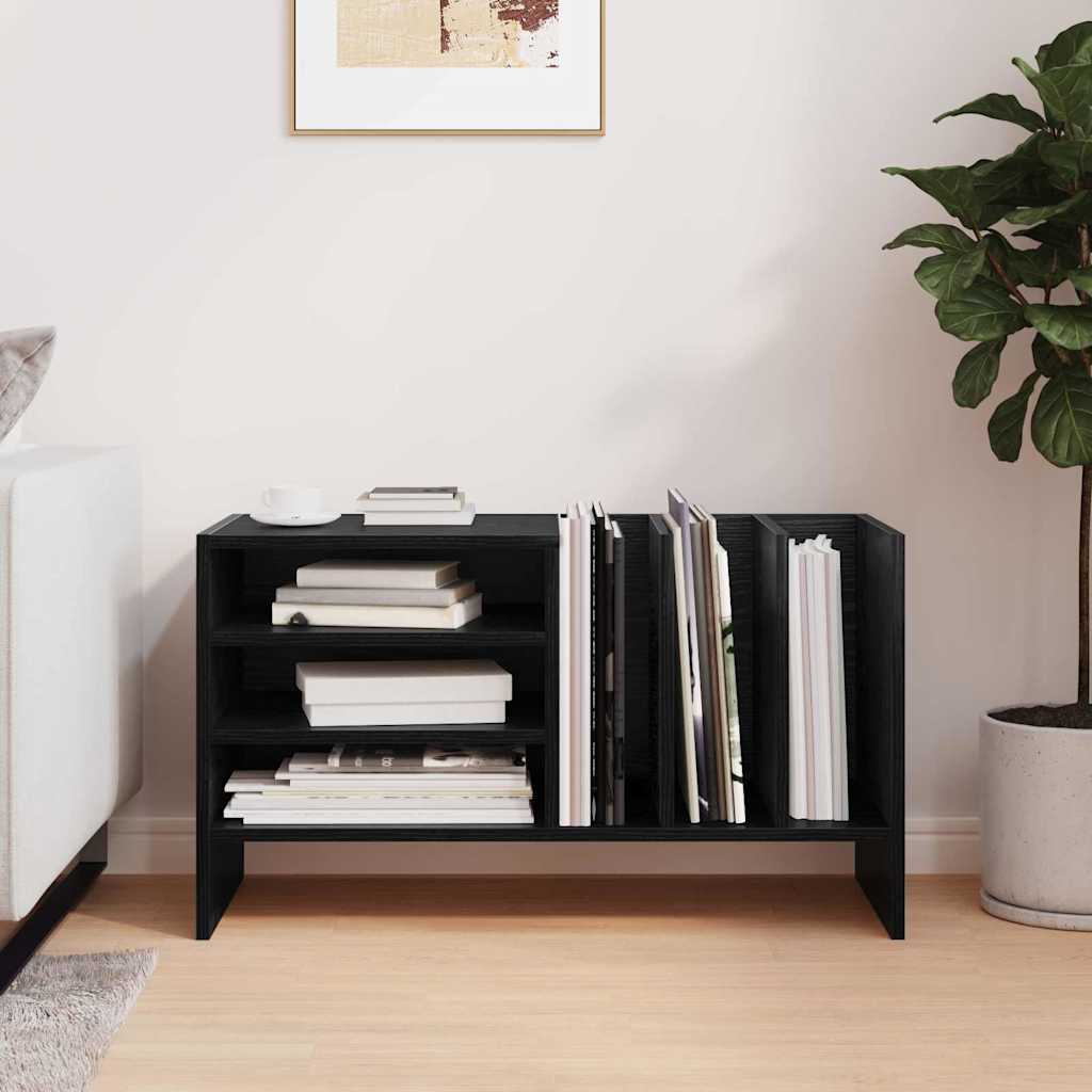 Platenkast met plank Zwart Eiken 78.5 x 35 x 45 cm Bewerkt hout