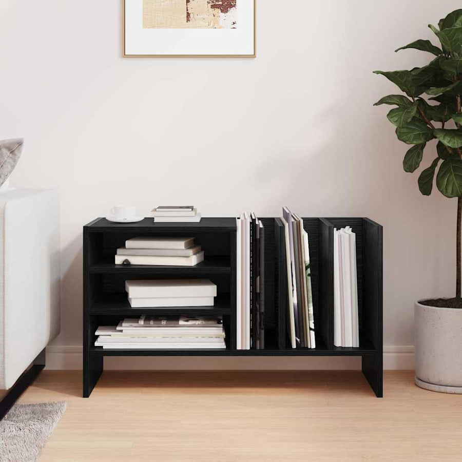 Platenkast met plank Zwart Eiken 78.5 x 35 x 45 cm Bewerkt hout