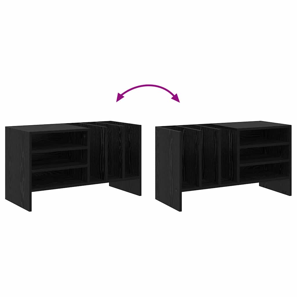 Platenkast met plank Zwart Eiken 78.5 x 35 x 45 cm Bewerkt hout