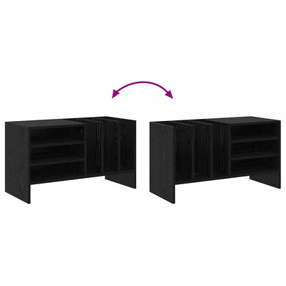 Platenkast met plank Zwart Eiken 78.5 x 35 x 45 cm Bewerkt hout