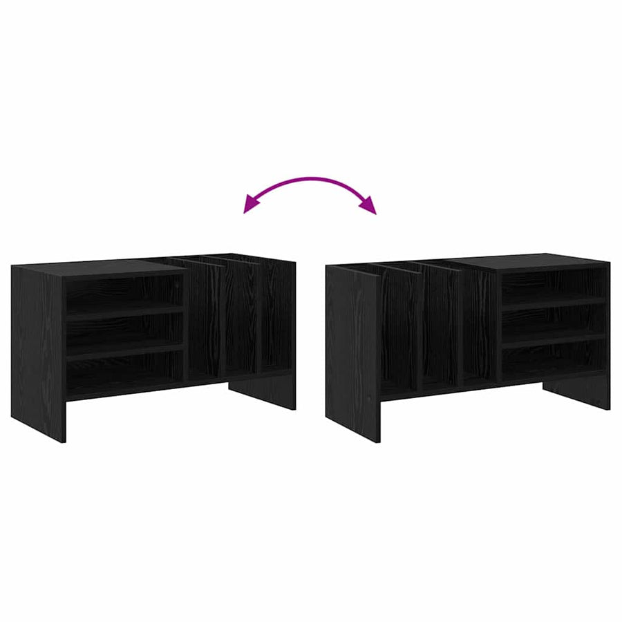 Platenkast met plank Zwart Eiken 78.5 x 35 x 45 cm Bewerkt hout