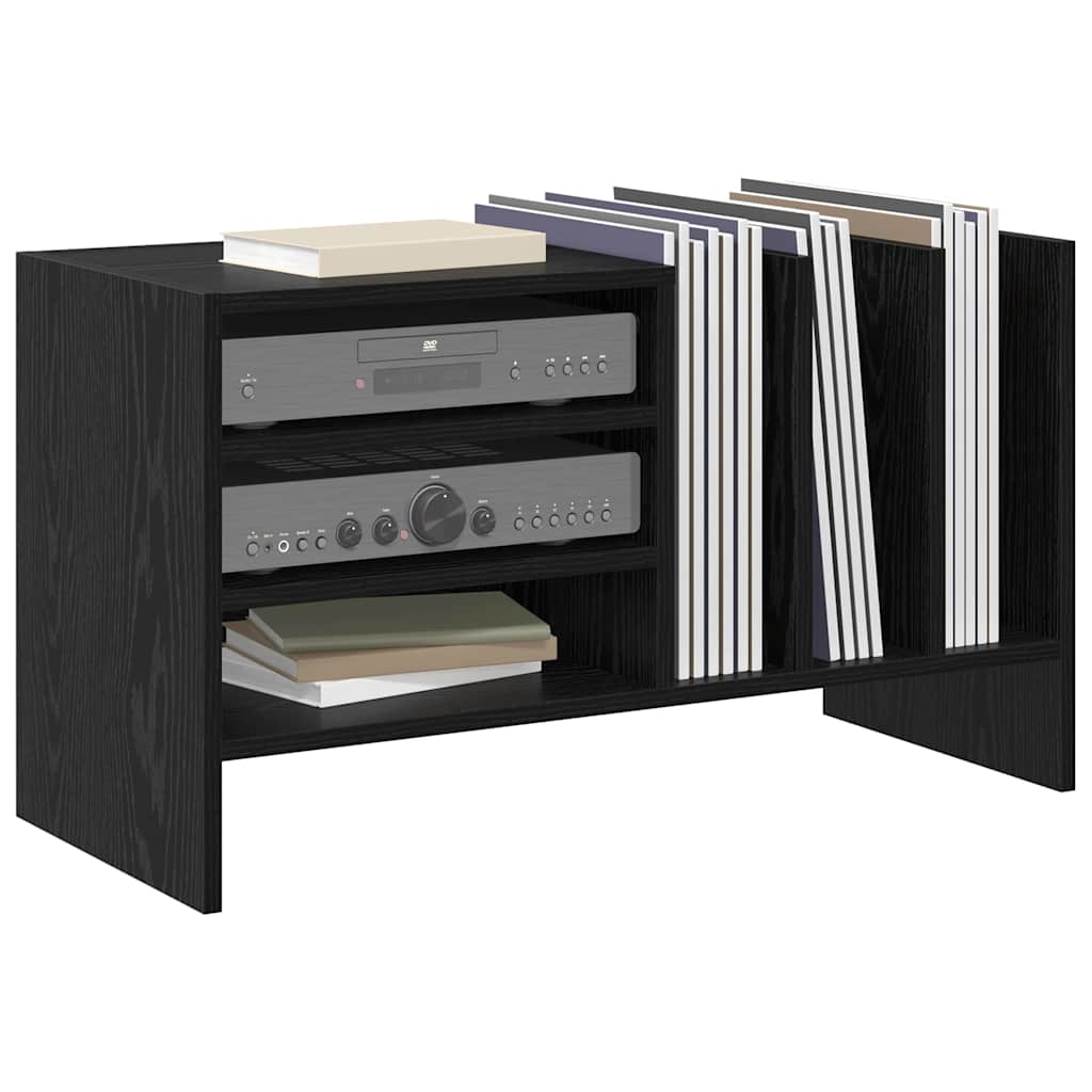 Platenkast met plank Zwart Eiken 78.5 x 35 x 45 cm Bewerkt hout