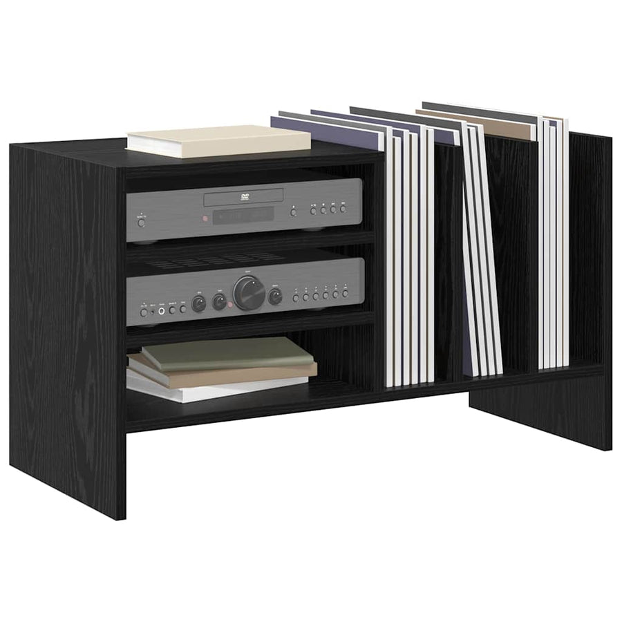 Platenkast met plank Zwart Eiken 78.5 x 35 x 45 cm Bewerkt hout