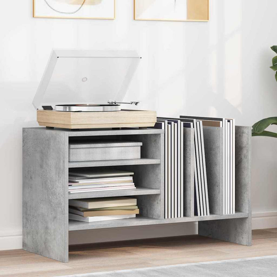 Platenkast Met Plank Beton Grijs 78.5 X 35 X 45 Cm Bewerkt Hout Betongrijs
