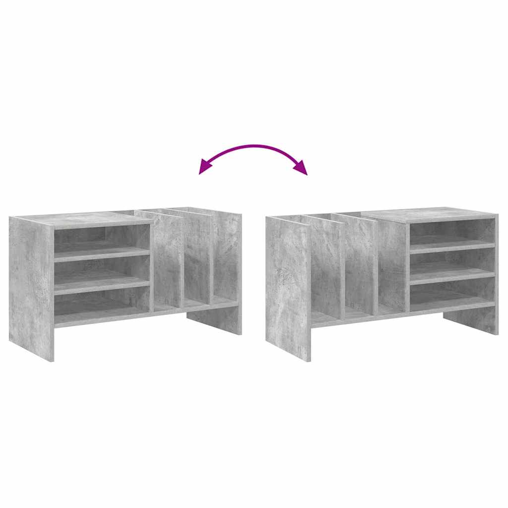 Platenkast Met Plank Beton Grijs 78.5 X 35 X 45 Cm Bewerkt Hout Betongrijs