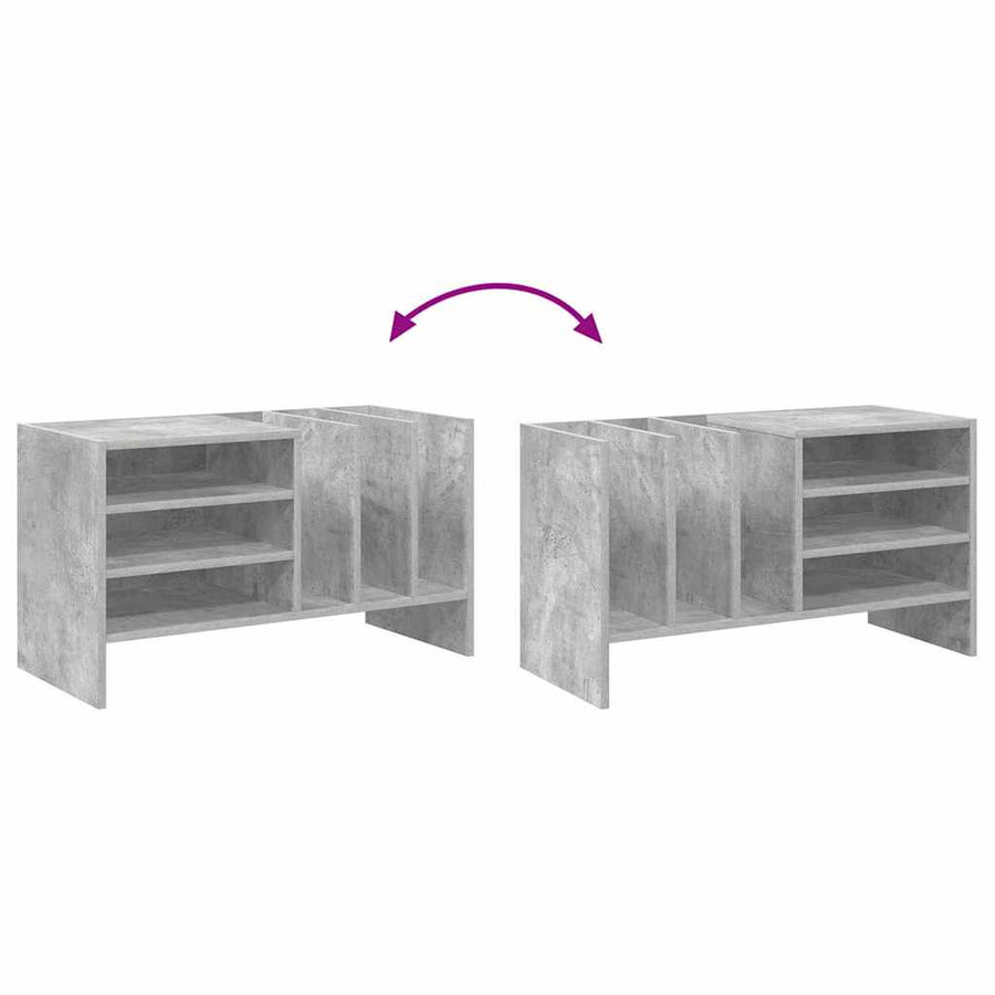 Platenkast Met Plank Beton Grijs 78.5 X 35 X 45 Cm Bewerkt Hout Betongrijs