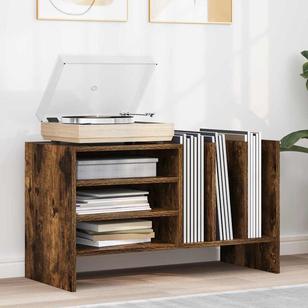 Platenkast 78.5 X 35 X 45 Cm Bewerkt Hout Gerookt eiken