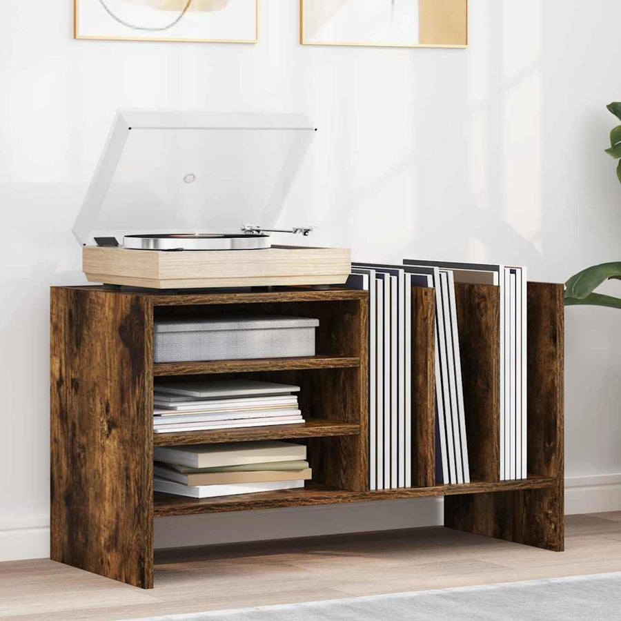 Platenkast 78.5 X 35 X 45 Cm Bewerkt Hout Gerookt eiken