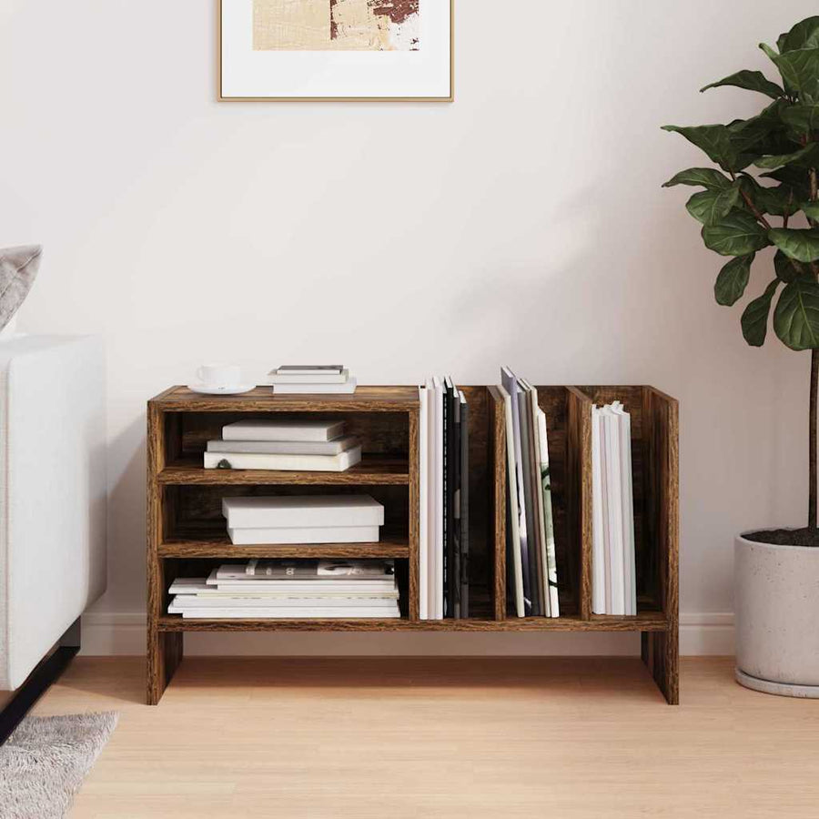 Platenkast 78.5 X 35 X 45 Cm Bewerkt Hout Gerookt eiken
