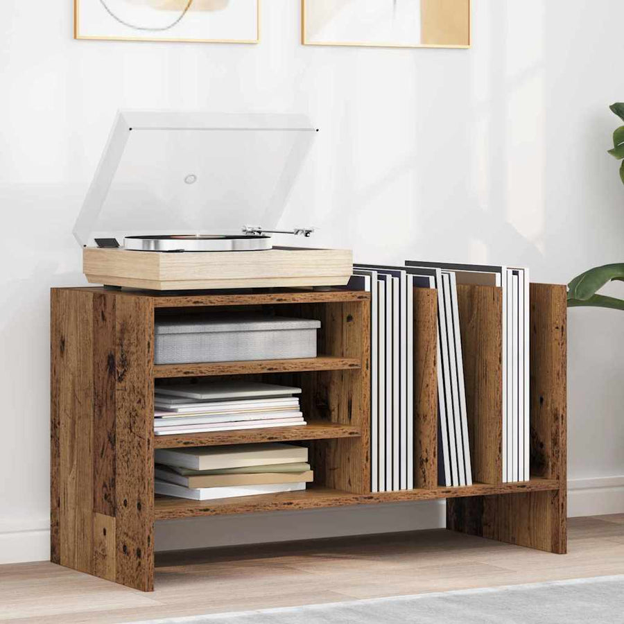 Platenkast Met Plank Oudhout 78.5 X 35 X 45 Cm Bewerkt Hout Oud hout