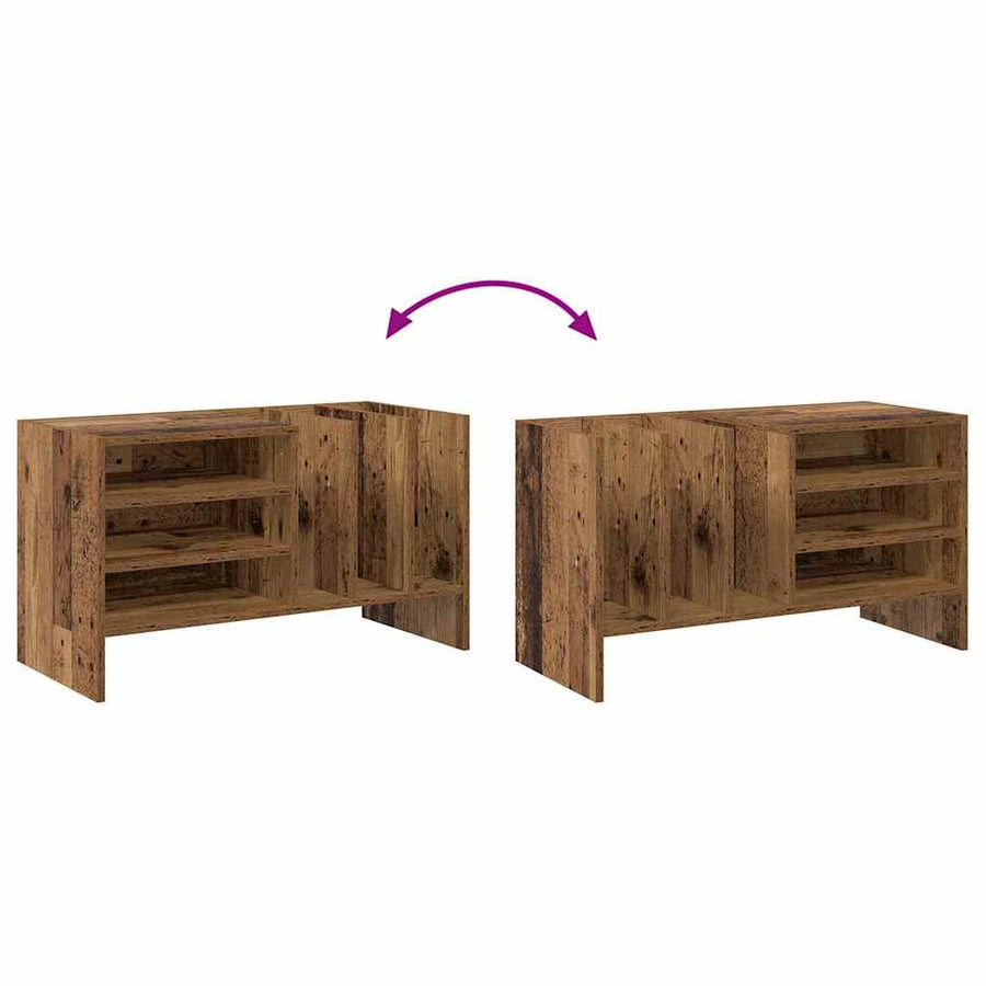 Platenkast Met Plank Oudhout 78.5 X 35 X 45 Cm Bewerkt Hout Oud hout