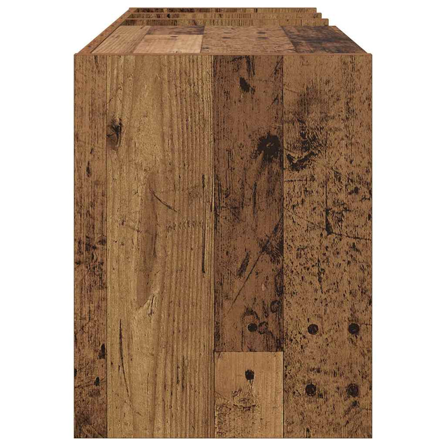 Platenkast Met Plank Oudhout 78.5 X 35 X 45 Cm Bewerkt Hout Oud hout
