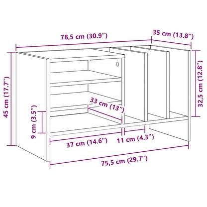 Platenkast Met Plank Oudhout 78.5 X 35 X 45 Cm Bewerkt Hout Oud hout
