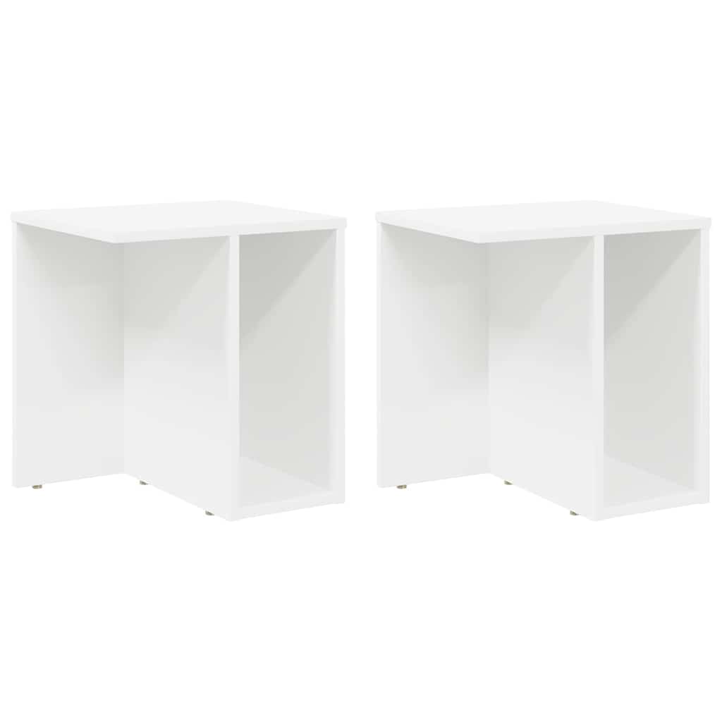 Bijzettafel 2 pcs Wit 37 x 32 x 40 cm Bewerkt hout