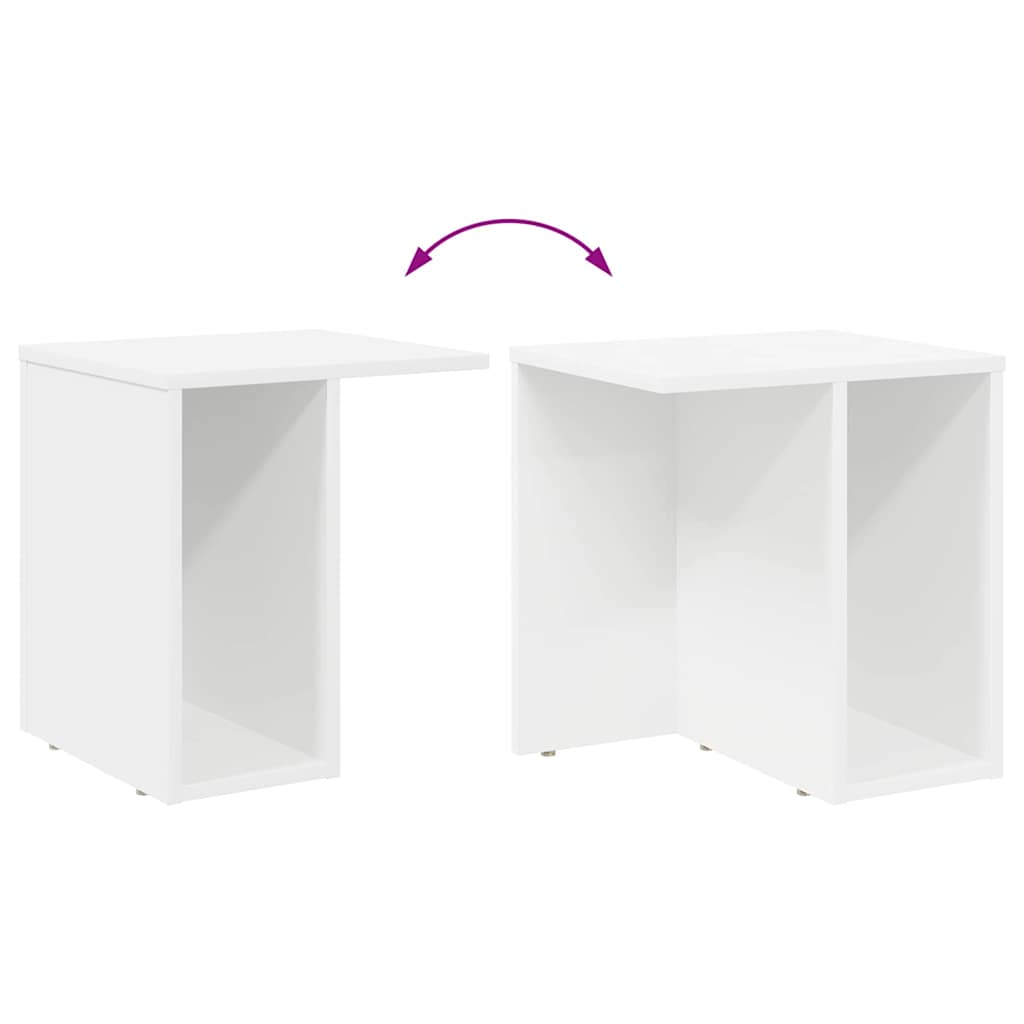 Bijzettafel 2 pcs Wit 37 x 32 x 40 cm Bewerkt hout