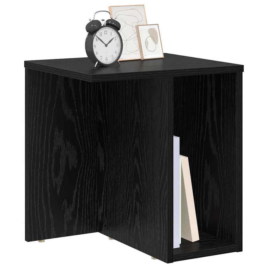 Bijzettafel Zwart Eiken 37 x 32 x 40 cm Bewerkt hout