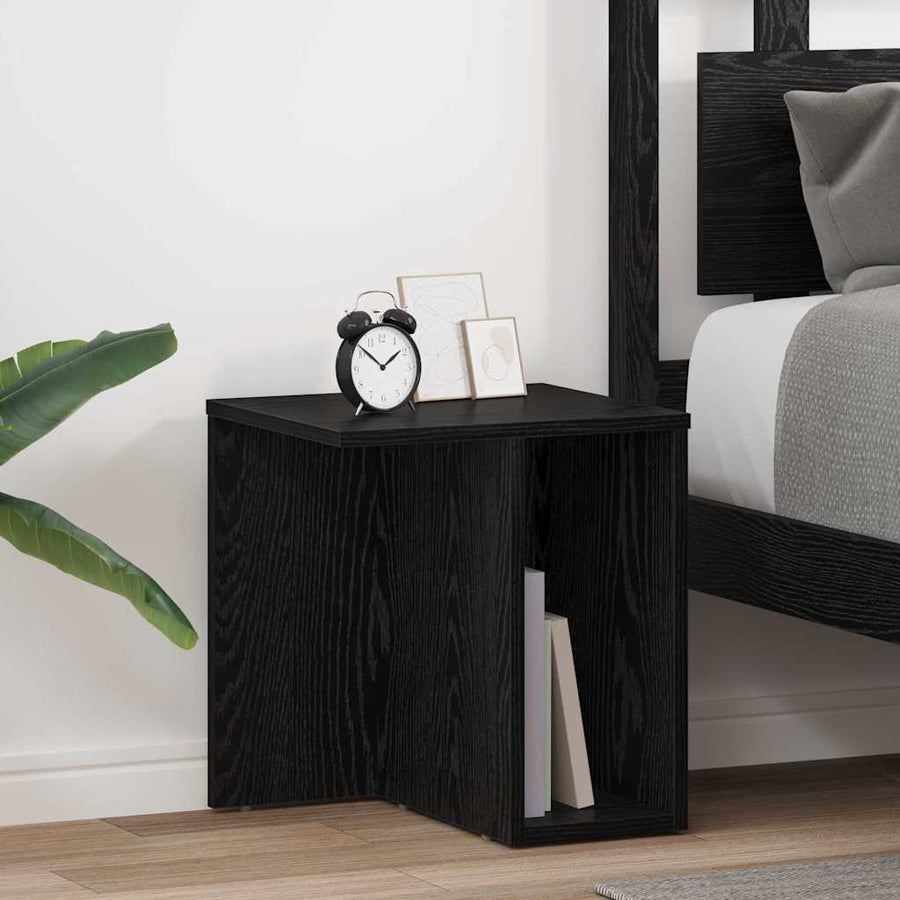 Bijzettafel 2 pcs Zwart Eiken 37 x 32 x 40 cm Bewerkt hout