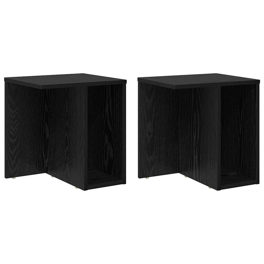 Bijzettafel 2 pcs Zwart Eiken 37 x 32 x 40 cm Bewerkt hout