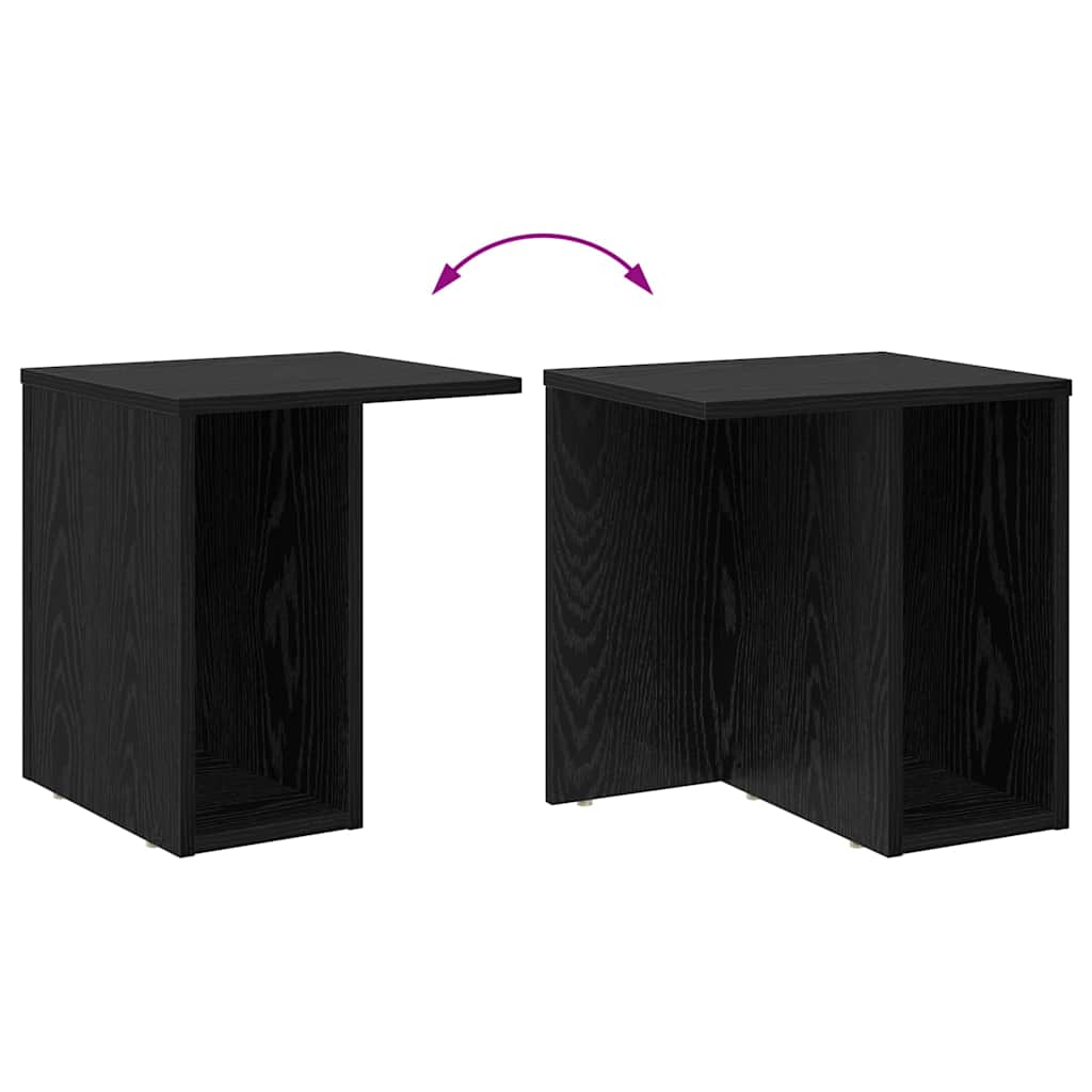 Bijzettafel 2 pcs Zwart Eiken 37 x 32 x 40 cm Bewerkt hout