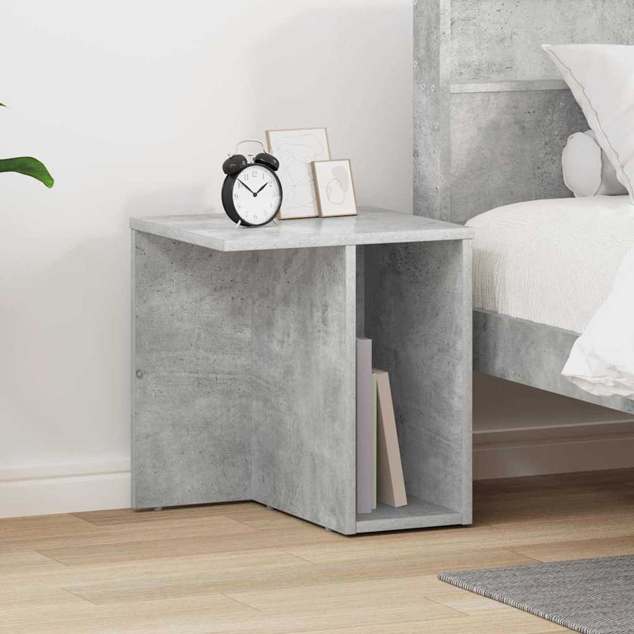 Bijzettafel Beton Grijs 37 x 32 x 40 cm Bewerkt hout