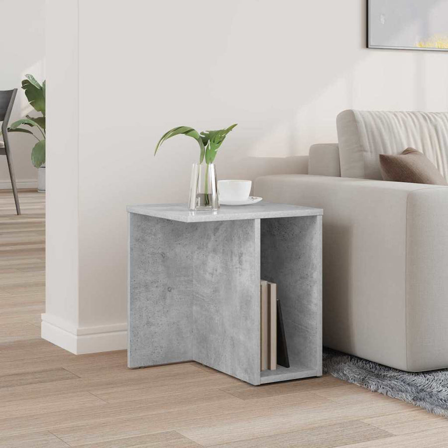 Bijzettafel Beton Grijs 37 x 32 x 40 cm Bewerkt hout