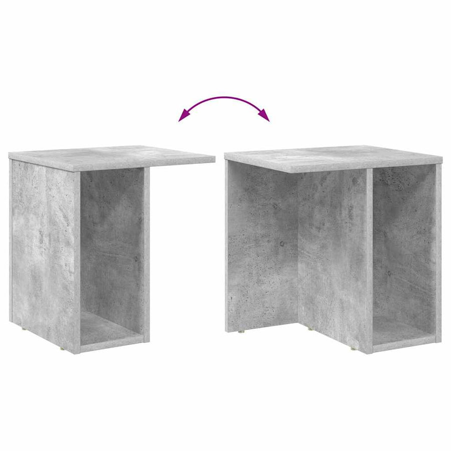 Bijzettafel Beton Grijs 37 x 32 x 40 cm Bewerkt hout