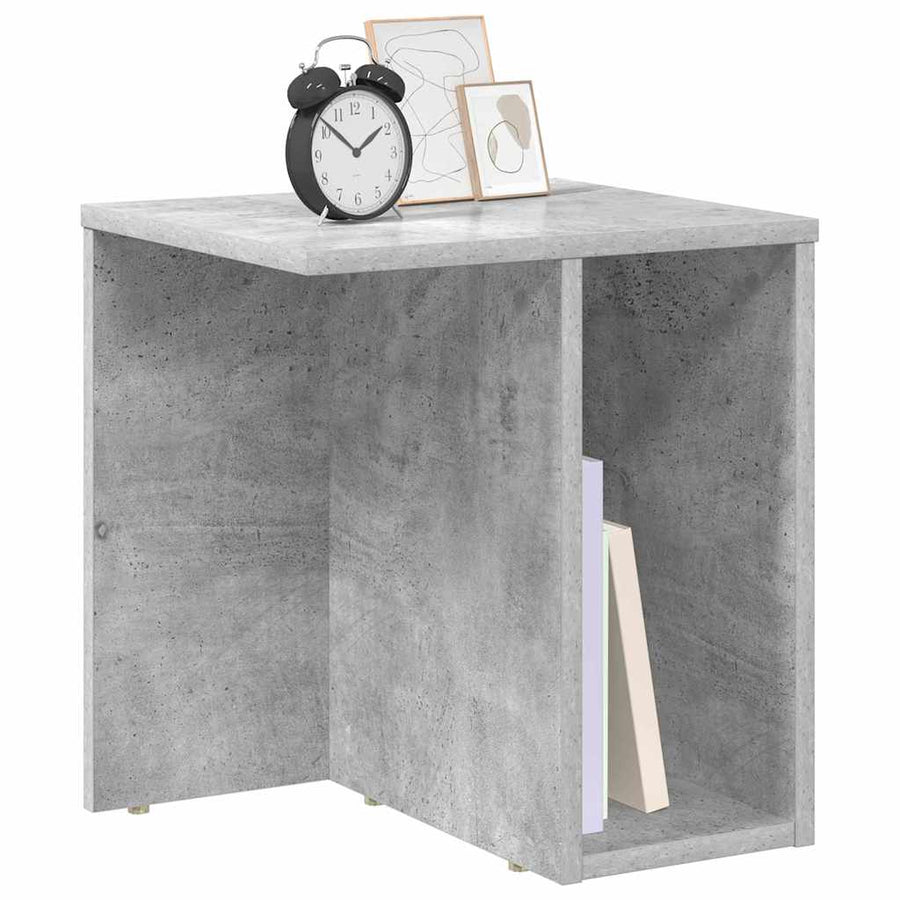 Bijzettafel Beton Grijs 37 x 32 x 40 cm Bewerkt hout