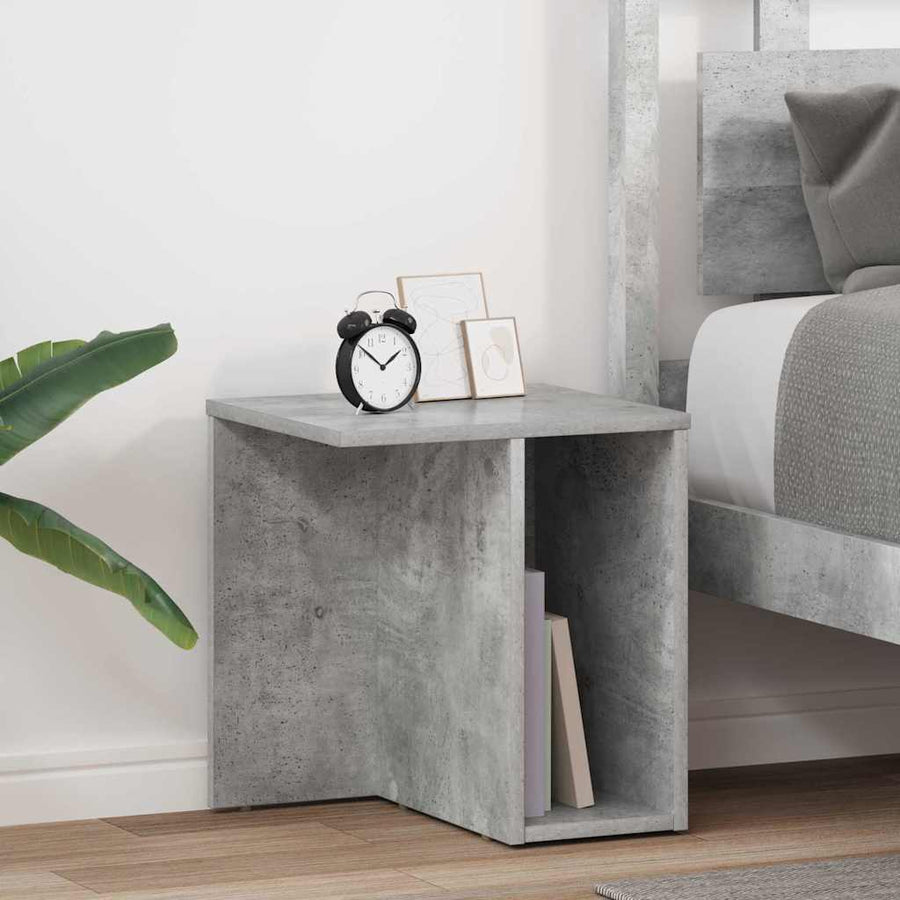 Bijzettafel 2 pcs Beton Grijs 37 x 32 x 40 cm Bewerkt hout