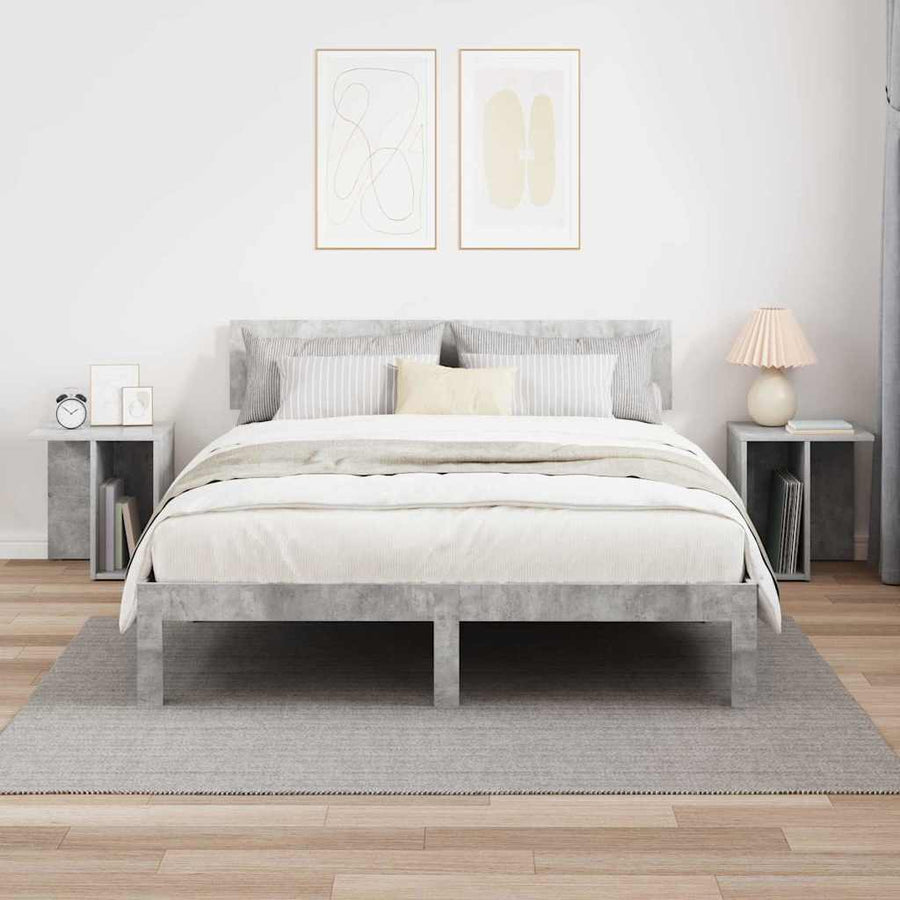 Bijzettafel 2 pcs Beton Grijs 37 x 32 x 40 cm Bewerkt hout